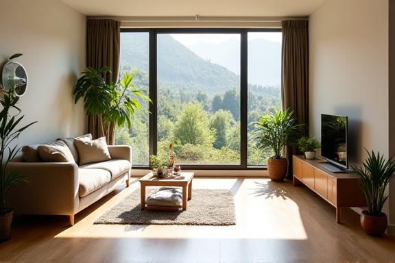 Strahlend sauberes Wohnzimmer in Salzburg nach einer professionellen Wohnungsreinigung